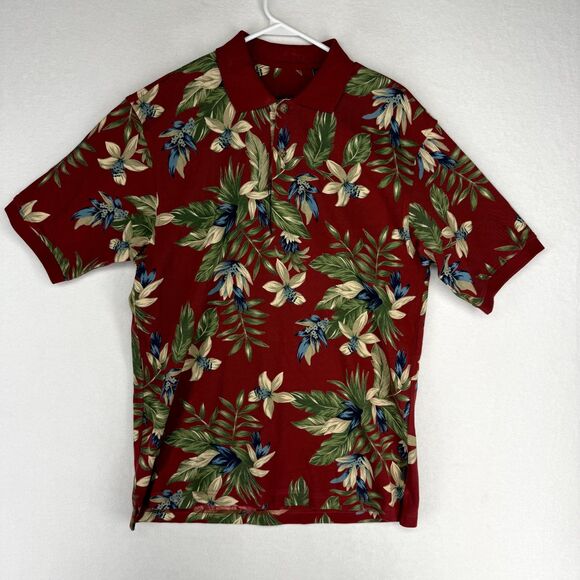 Vintage IZOD Tahiti Mens Short Sleeve Tropical Polo Shirt Cotton Size‎ M NEW - Picture 1 of 11